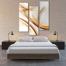 Load image into Gallery viewer, abstract  shapes  canvas  print  white  modern  abstract  wall  art  contemporary  abstract  gold  wave  3  piece  canvas  set For Bedroom
