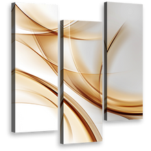 Load image into Gallery viewer, abstract  shapes  canvas  print  white  modern  abstract  wall  art  contemporary  abstract  gold  wave  3  piece  canvas  set
