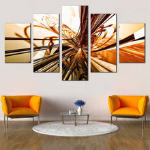 Load image into Gallery viewer, abstract shapes canvas print yellow 3d abstract 5 piece wall art beautiful yellow modern abstract canvas set In Living Room
