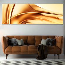 Load image into Gallery viewer, abstract  shapes  wall  art  yellow  gold  modern  panoramic  contemporary  brown  wave  wide  canvas  print In Living Room
