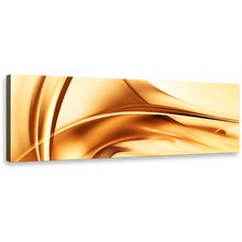 Load image into Gallery viewer, abstract  shapes  wall  art  yellow  gold  modern  panoramic  contemporary  brown  wave  wide  canvas  print
