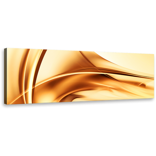 abstract  shapes  wall  art  yellow  gold  modern  panoramic  contemporary  brown  wave  wide  canvas  print