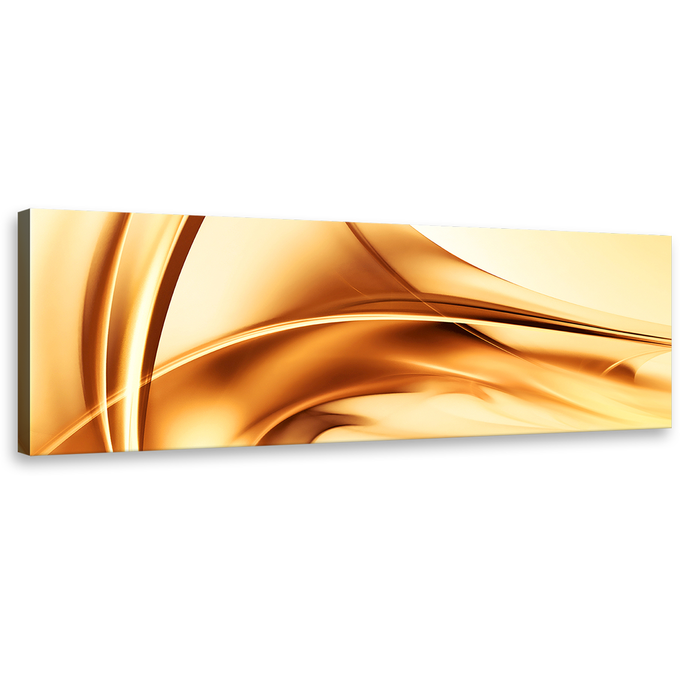 abstract  shapes  wall  art  yellow  gold  modern  panoramic  contemporary  brown  wave  wide  canvas  print