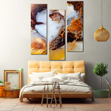 Load image into Gallery viewer, abstract  stone  wall  art  white  jewelry  multi  canvas  brown  moss  agate  3  piece  print For Bedroom
