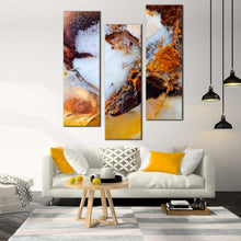 Load image into Gallery viewer, abstract  stone  wall  art  white  jewelry  multi  canvas  brown  moss  agate  3  piece  print For Living Room
