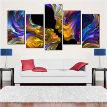 Load image into Gallery viewer, abstract swirl canvas art romantic sensual humans colorful couples kiss 5 piece For Living Room
