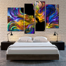 Load image into Gallery viewer, abstract swirl wall art colorful couples kiss 4 piece multi canvas romantic sensual humans canvas print for Bedroom
