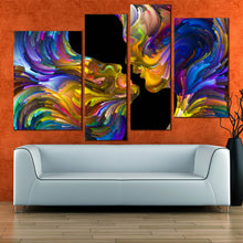 Load image into Gallery viewer, abstract swirl wall art colorful couples kiss 4 piece multi canvas romantic sensual humans canvas print In Your Bedroom
