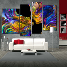 Load image into Gallery viewer, abstract swirl wall art colorful couples kiss 4 piece multi canvas romantic sensual humans canvas print for Living Room
