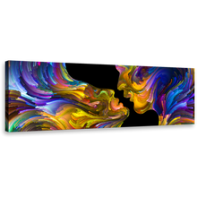 Load image into Gallery viewer, abstract  swirl  wall  art  romantic  sensual  humans  canvas  print  colorful  couples  kiss  panorama
