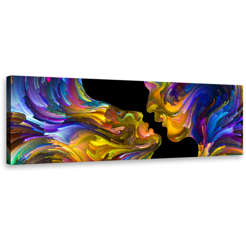 abstract  swirl  wall  art  romantic  sensual  humans  canvas  print  colorful  couples  kiss  panorama