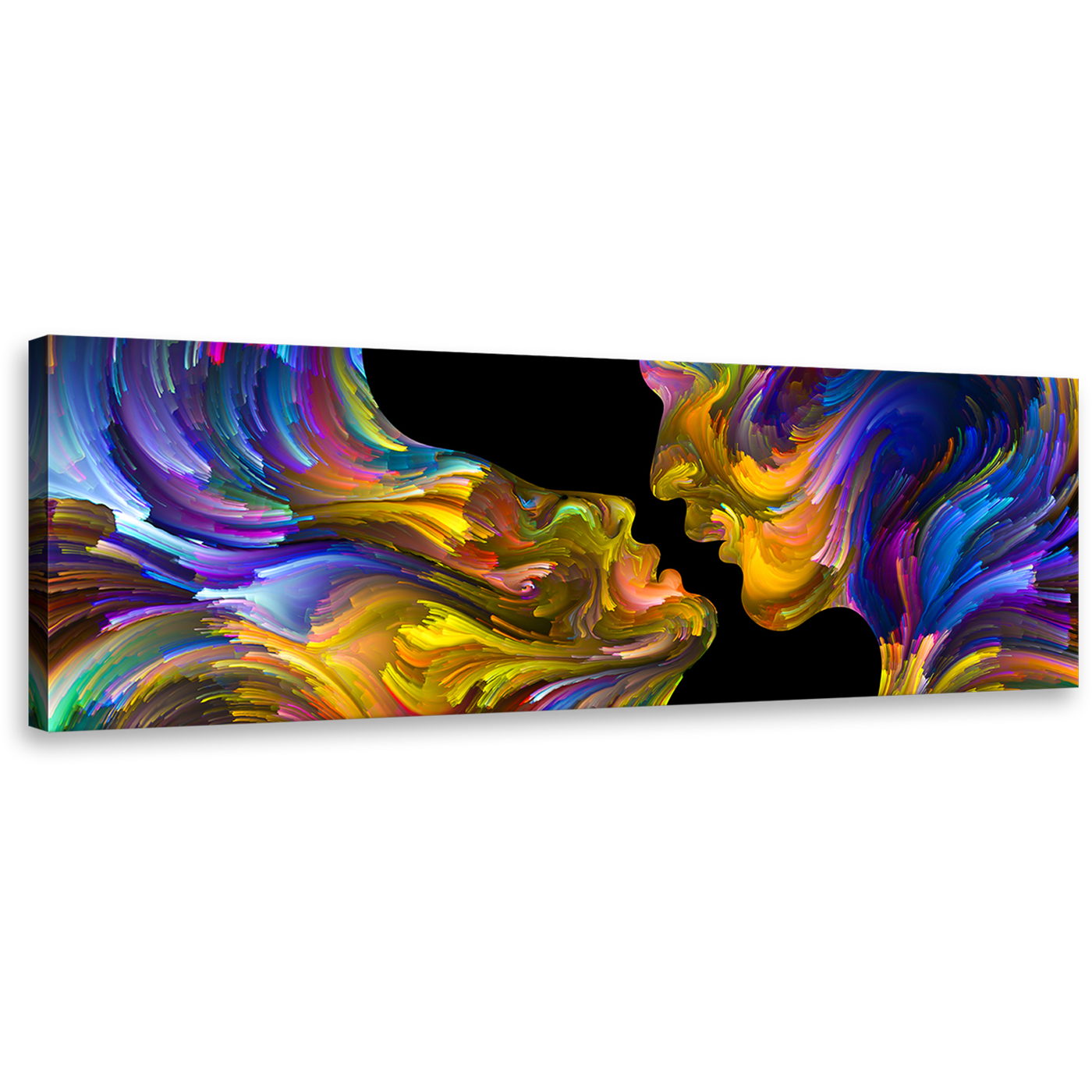 abstract  swirl  wall  art  romantic  sensual  humans  canvas  print  colorful  couples  kiss  panorama