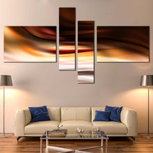 Load image into Gallery viewer, abstract waves canvas print beautiful yellow modern abstract patterns canvas set brown abstract waves 4 piece wall art In Living room
