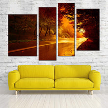 Load image into Gallery viewer, aesthetic woodscape canvas print red trees scenery 4 piece canvas wall art In Living Room
