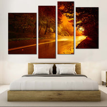 Load image into Gallery viewer, aesthetic woodscape canvas print red trees scenery 4 piece canvas wall art for your Bedroom
