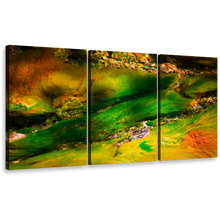 Load image into Gallery viewer, algae plants canvas print yellow green soft corals triptych underwater abstract 3 piece canvas wall art
