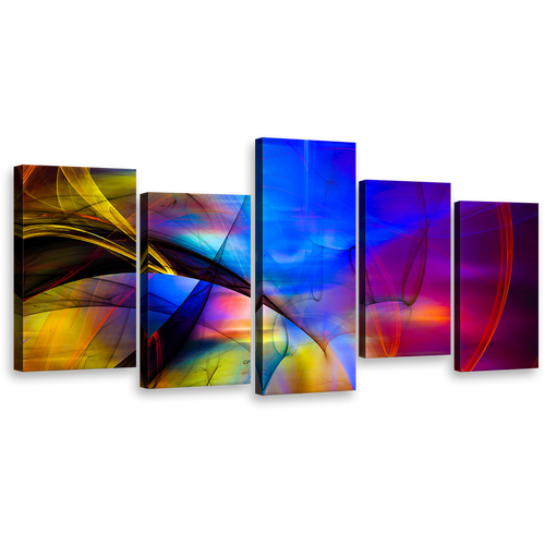 amazing abstract canvas print contemporary modern pattern multi canvas purple blue 5 piece wall art 