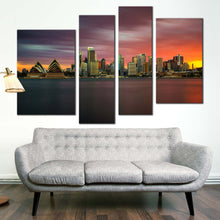 Load image into Gallery viewer, australia city dreams canvas green sydney opera house multi canvas orange sunset city 4 piece wall art for your Living Room
