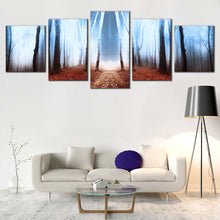 Load image into Gallery viewer, autumn s whispers 5 piece canvas wall art brown autumn fairytale forest multiple canvas print In Living Room
