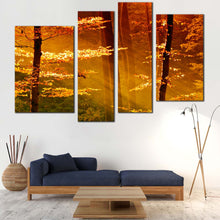 Load image into Gallery viewer, autumnal woods canvas print orange tones painting a captivating autumn forest scene canvas wall art for your Living Room
