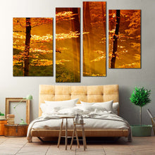 Load image into Gallery viewer, autumnal woods canvas print orange tones painting a captivating autumn forest scene canvas wall art For Bedroom
