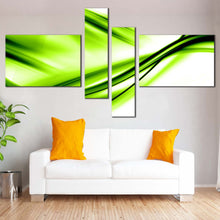 Load image into Gallery viewer, beautiful abstract canvas print contemporary modern abstract 4 piece wall art white green abstract waves canvas set In Living room
