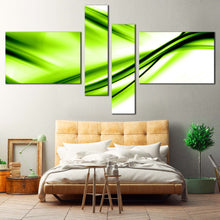 Load image into Gallery viewer, beautiful abstract canvas print contemporary modern abstract 4 piece wall art white green abstract waves canvas set for your bedroom
