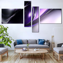 Load image into Gallery viewer, beautiful abstract canvas print purple black 3d modern abstract patterns 4 piece wall art In Living Room
