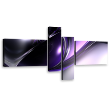 Load image into Gallery viewer, beautiful abstract canvas print purple black 3d modern abstract patterns 4 piece wall art
