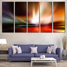 Load image into Gallery viewer, beautiful abstract wall art colorful abstract lights canvas set modern abstract pattern 5 piece canvas print In Living Room
