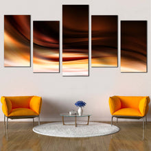 Load image into Gallery viewer, beautiful abstract wall art contemporary brown abstract canvas set yellow modern abstract waves 5 piece canvas print for Your Living Room
