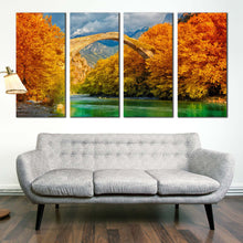 Load image into Gallery viewer, blossom trees canvas wall art green aoos river 4 piece canvas print for your Living Room
