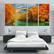 Load image into Gallery viewer, blossom trees canvas wall art green aoos river 4 piece canvas print for your Bedroom
