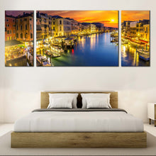 Load image into Gallery viewer, boats  canal  canvas  print  blue  venice  river  3  piece  elegance  canvas  wall  art  for Bedroom
