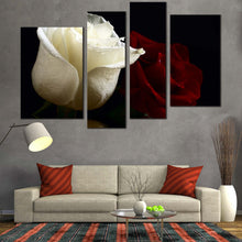 Load image into Gallery viewer, captivating rose quartet canvas print beautiful red and white roses in 4 piece canvas wall art for Living Room
