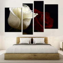 Load image into Gallery viewer, captivating rose quartet canvas print beautiful red and white roses in 4 piece canvas wall art for Bedroom
