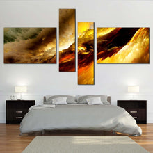 Load image into Gallery viewer, clouds abstract canvas art white fractal yellow abstract 4 piece For bedroom
