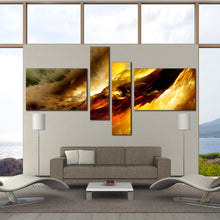 Load image into Gallery viewer, clouds abstract canvas art white fractal yellow abstract 4 piece For Living Room
