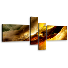 Load image into Gallery viewer, clouds abstract canvas art white fractal yellow abstract 4 piece
