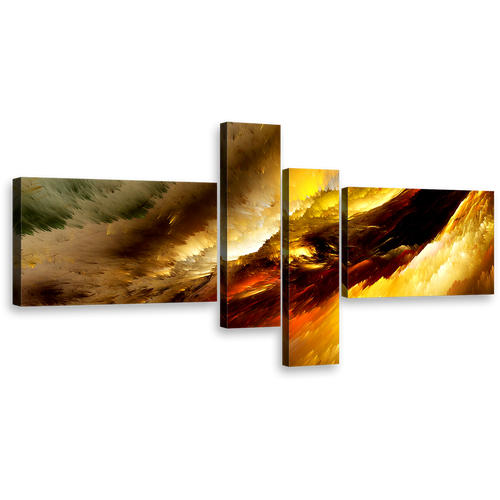 clouds abstract canvas art white fractal yellow abstract 4 piece