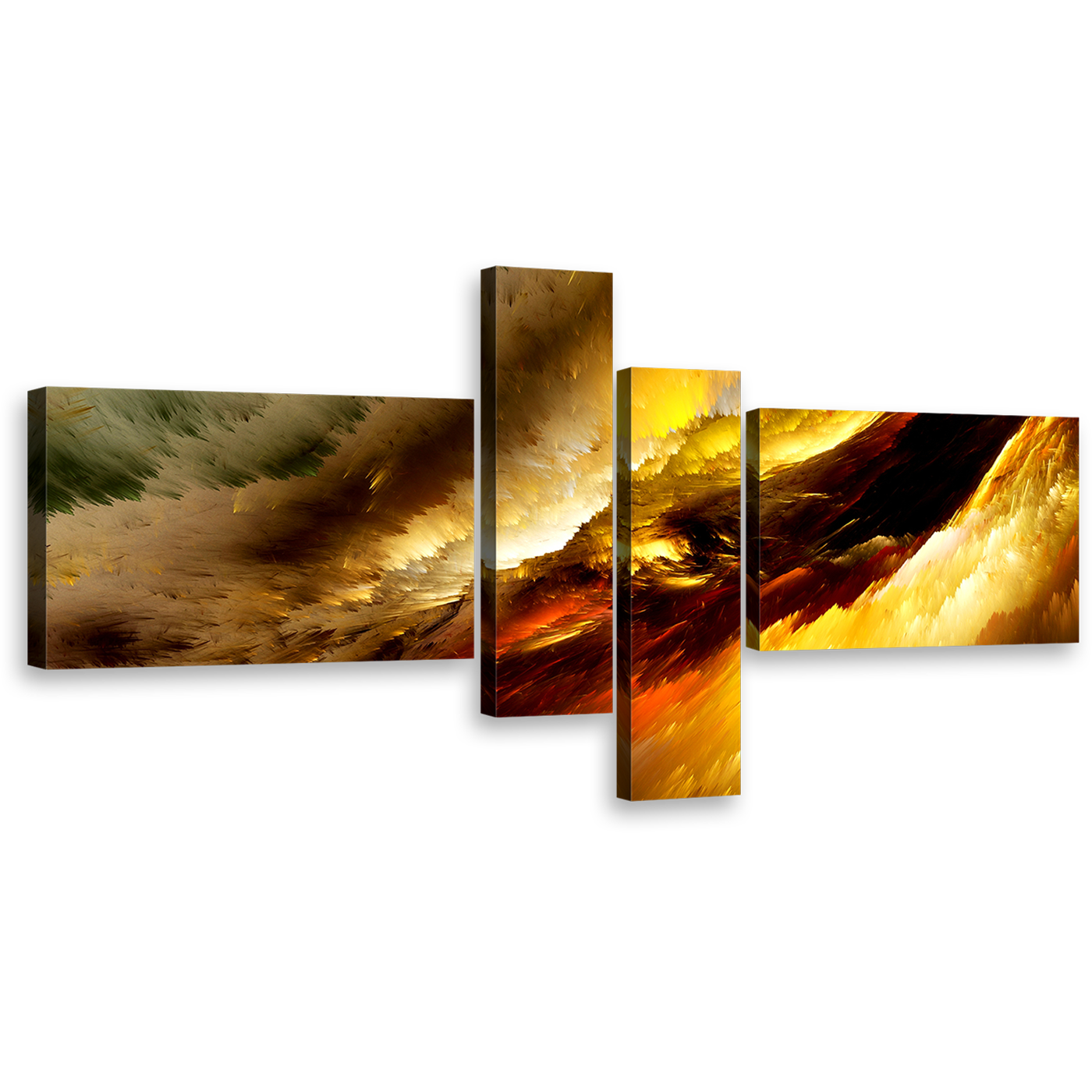 clouds abstract canvas art white fractal yellow abstract 4 piece