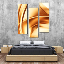 Load image into Gallery viewer, contemporary  abstract  canvas  print  abstract  gold  brown  wave  3  piece  wall  art  yellow  modern  patterns  triptych For Bedroom
