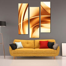 Load image into Gallery viewer, contemporary  abstract  canvas  print  abstract  gold  brown  wave  3  piece  wall  art  yellow  modern  patterns  triptych In Living Room
