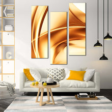 Load image into Gallery viewer, contemporary  abstract  canvas  print  abstract  gold  brown  wave  3  piece  wall  art  yellow  modern  patterns  triptych For Living Room
