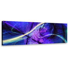 Load image into Gallery viewer, contemporary  abstract  canvas  print  blue  purple  fractal  canvas  wall  art  yellow  green  light  streak  panoramic  artwork
