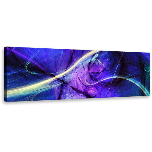 contemporary  abstract  canvas  print  blue  purple  fractal  canvas  wall  art  yellow  green  light  streak  panoramic  artwork