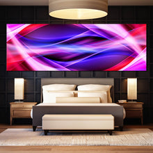 Load image into Gallery viewer, contemporary  abstract  canvas  print  bright  colorful  panoramic  artwork  purple  red  blue  patterns  abstract  wall  art For Bedroom
