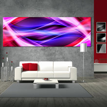 Load image into Gallery viewer, contemporary  abstract  canvas  print  bright  colorful  panoramic  artwork  purple  red  blue  patterns  abstract  wall  art In Living Room
