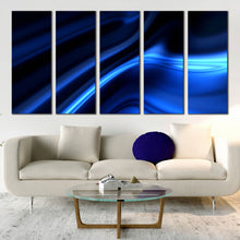 Load image into Gallery viewer, contemporary abstract canvas print dark bright black multi canvas beautiful blue motion abstract 5 piece canvas wall art for Living Room
