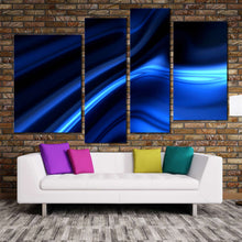 Load image into Gallery viewer, contemporary abstract canvas print dark bright blue 4 piece canvas set beautiful black motion abstract wall art In Living Room
